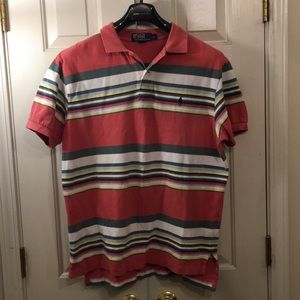 men’s striped multi-color polo shirts - large